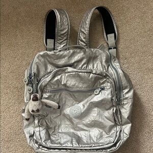 Kipling Metallic Silver Backpack